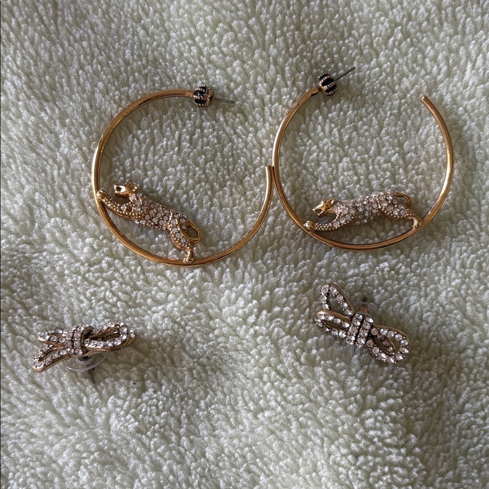 Gold and Silver Hoop Earrings with Animal Design
